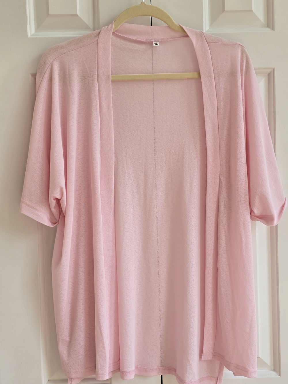 Light Pink Open-Front Women's Cardigan